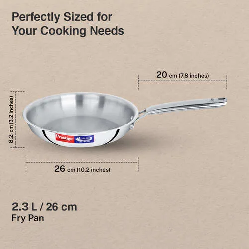 Prestige 26cm/2.3L Tri-Ply Stainless Steel Splendid Fry Pan| Gas and Induction Compatible| Even Heat Distribution| Thick Gauge Tri-Ply Body - Alternate View